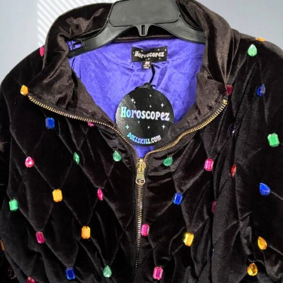 NWT Dolls Kill Horoscopez Sold Out Natural Wonder Bejeweled Puffer Jacket SZ M - Picture 10 of 16